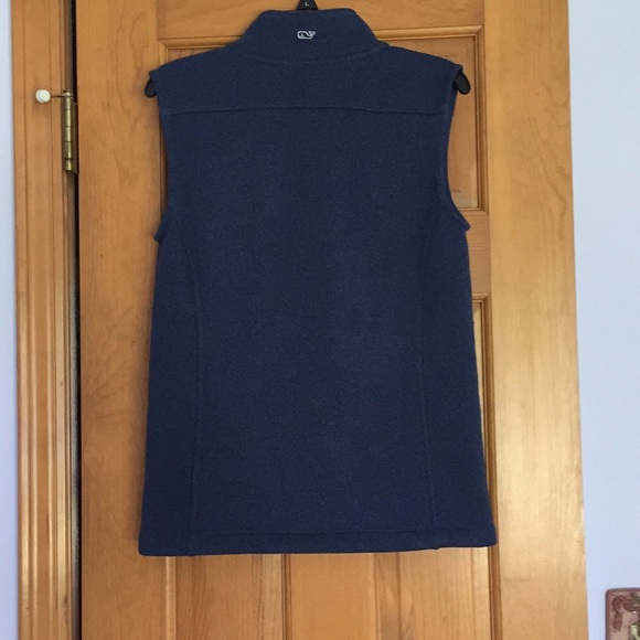 Vineyard Vines Sweater Fleece Vest Denim Blue - Picture 3 of 8